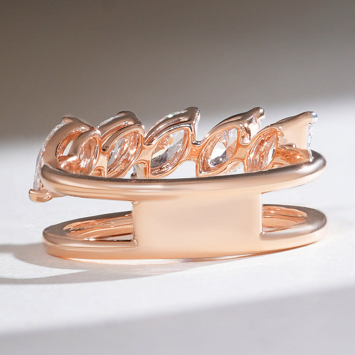 Back view of the Solstice in Marquise Cocktail Ring highlighting the sleek rose gold finish