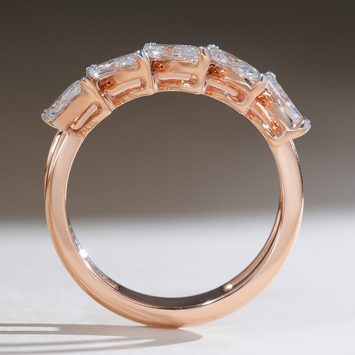 Profile view showing the elevated marquise-cut diamonds on the Solstice in Marquise Cocktail Ring.