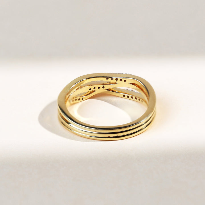 Sparkle in Waves Dailywear Ring back view highlighting the open band structure in yellow gold.