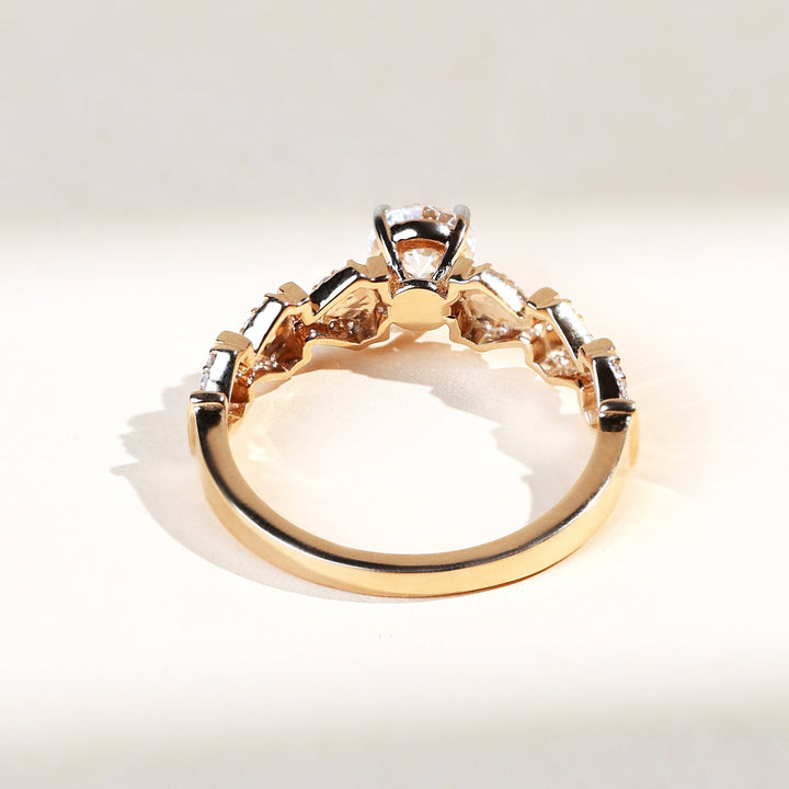 Back view of TD Diamond 0.5 Ct Solitaire Ring highlighting gold band design