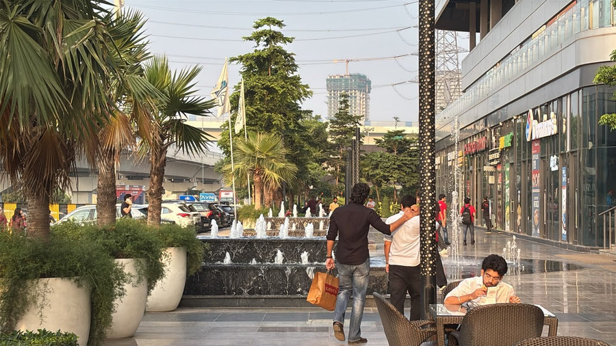 Shopping promenade outside True Diamond Gurugram