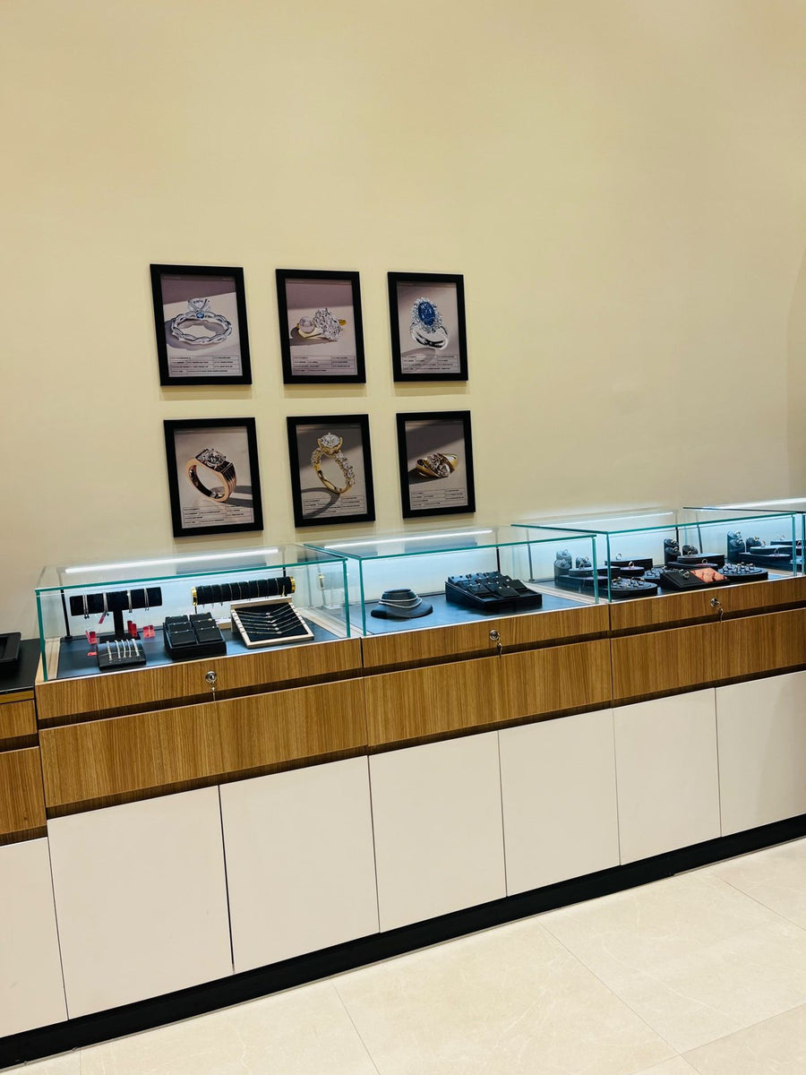 Diamond ring display wall and counters at True Diamond Vizag
