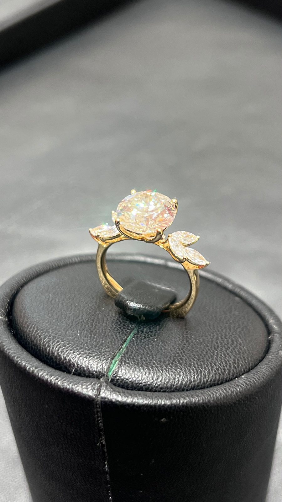 Lab-grown diamond engagement ring on display at True Diamond Vizag