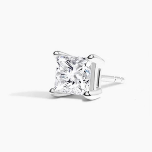 Square Solitaire Men's Stud Earring (0.5 Carat)