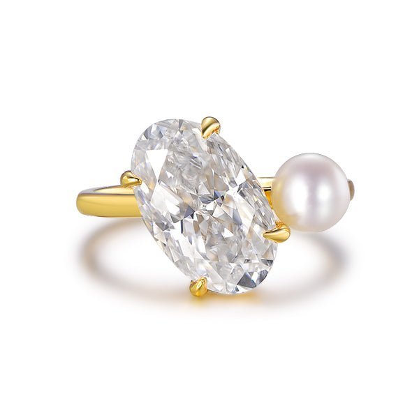 Ariana Grande's Toi et Moi Diamond Ring (2 ct Diamond + 0.5 ct Pearl)