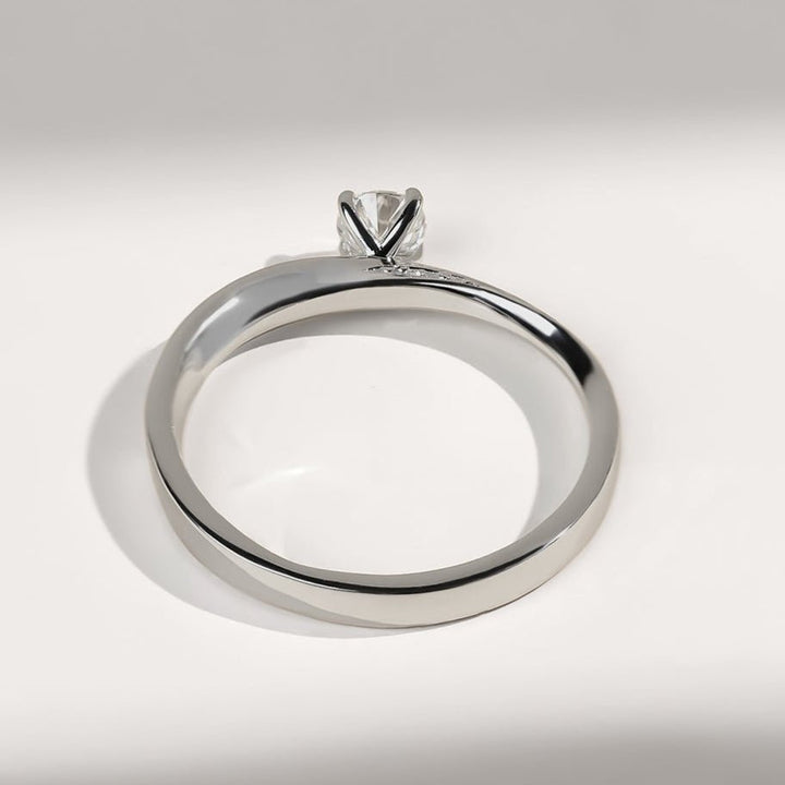 Back view of Vow To Love Promise Ring in polished white gold with solitaire setting.