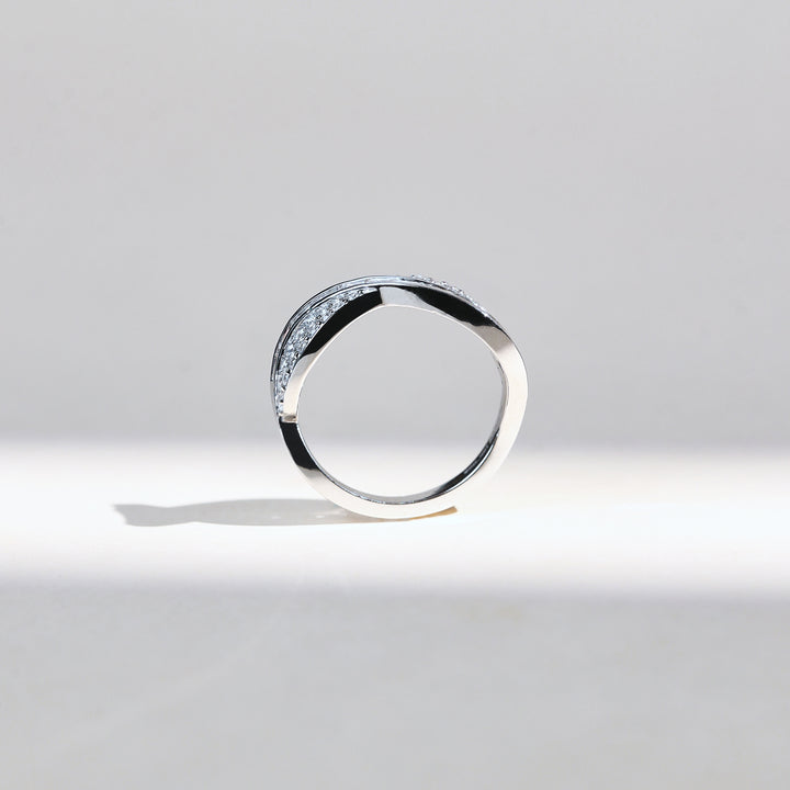 Profile view of Waveset 0.3 Ct Dainty Ring highlighting sleek wave silhouette