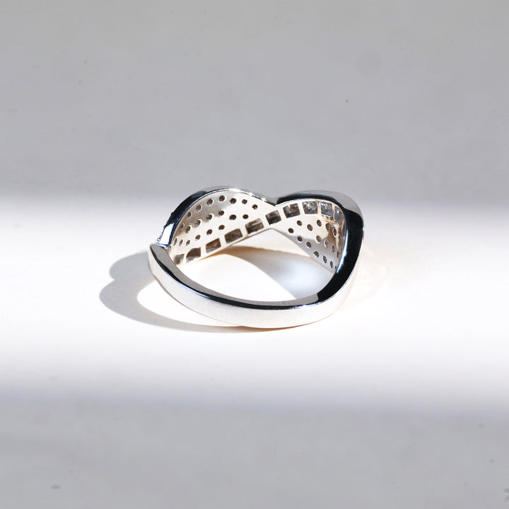 Side view of Waveset 0.3 Ct Dainty Ring showcasing graceful diamond-set curves