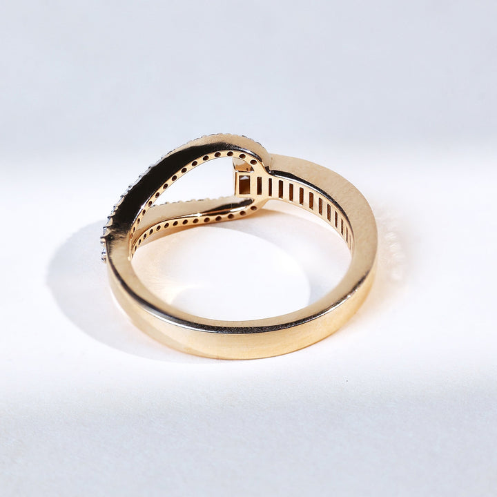 Rear view of the ring showcasing the polished yellow gold band.
