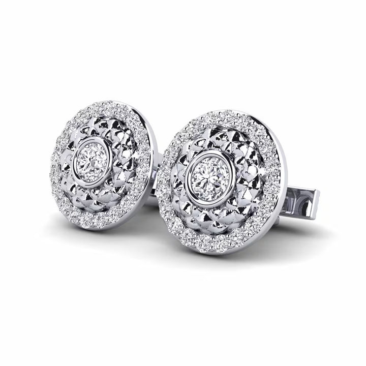 Fancy Round Halo Solitaire Cufflinks (2.9 cts)