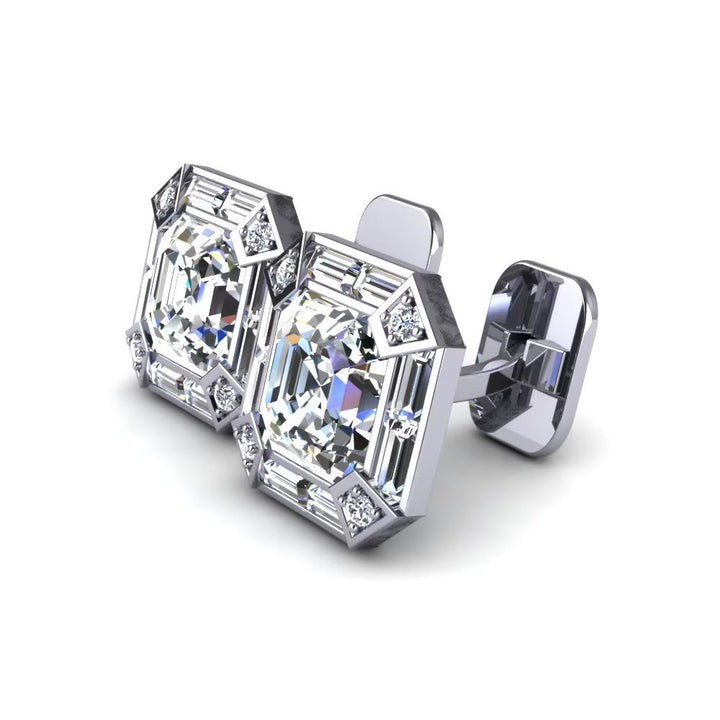 Classic Asscher Solitaire Cufflinks (3.4 cts)