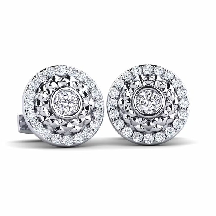 Fancy Round Halo Solitaire Cufflinks (2.9 cts)