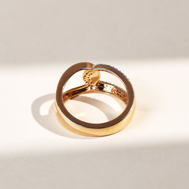 Back view of Zodiac Loop Promise Ring highlighting the open gold loop design.