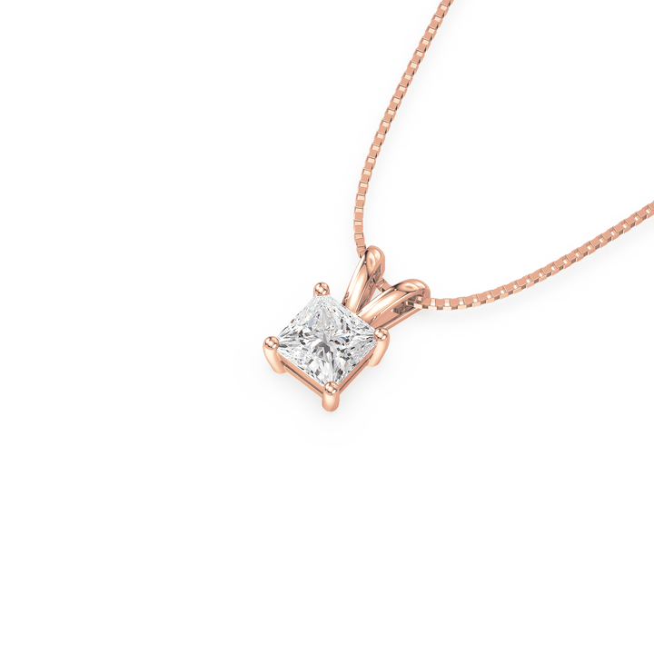 Lab Diamond 1 Ct Princess Solitaire Pendant