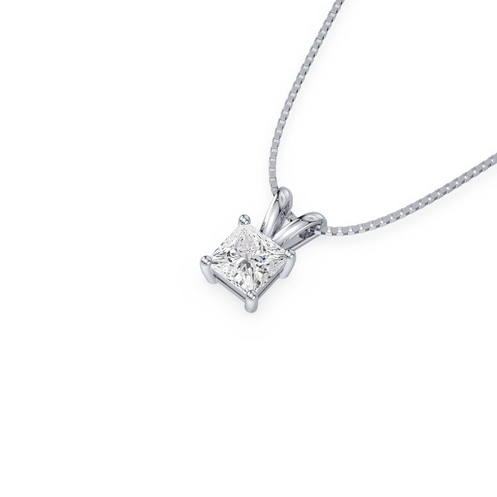 Lab Diamond 1 Ct Princess Solitaire Pendant