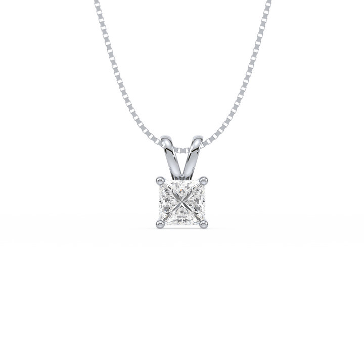 Lab Diamond 1 Ct Princess Solitaire Pendant