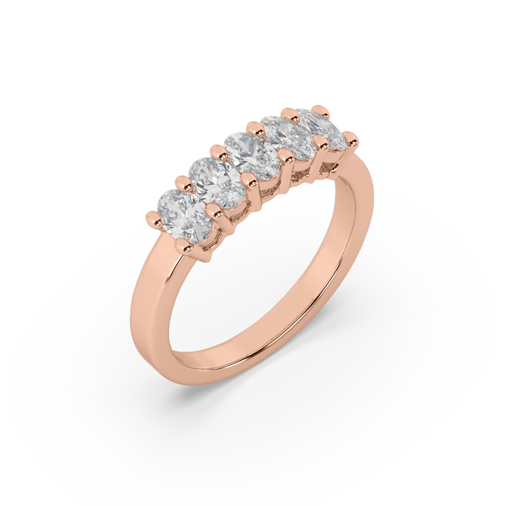 5 Stone Oval Lab Diamond Cocktail Ring