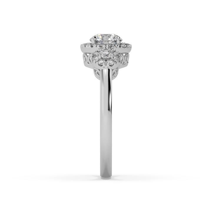 3 Stone Halo Lab Diamond Cocktail Ring