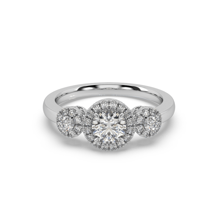 3 Stone Halo Lab Diamond Cocktail Ring