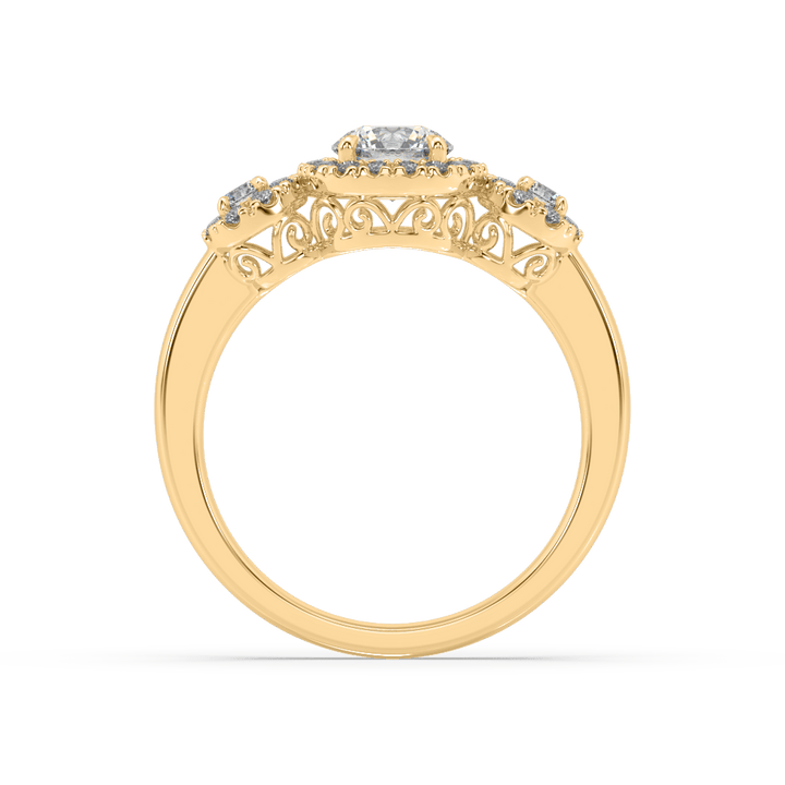 3 Stone Halo Lab Diamond Cocktail Ring