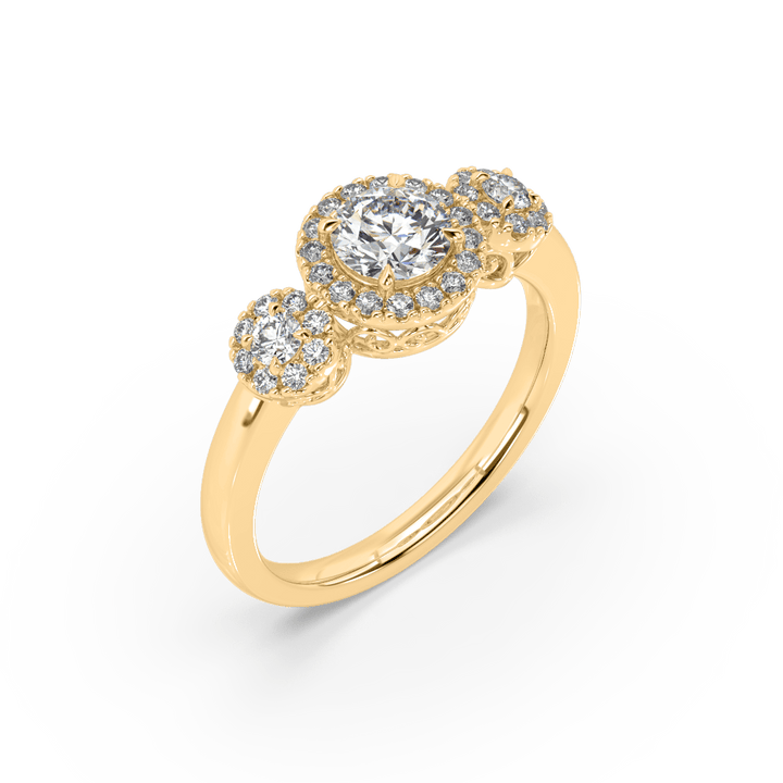 3 Stone Halo Lab Diamond Cocktail Ring