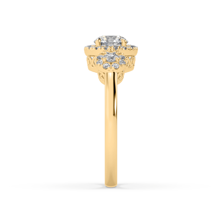 3 Stone Halo Lab Diamond Cocktail Ring