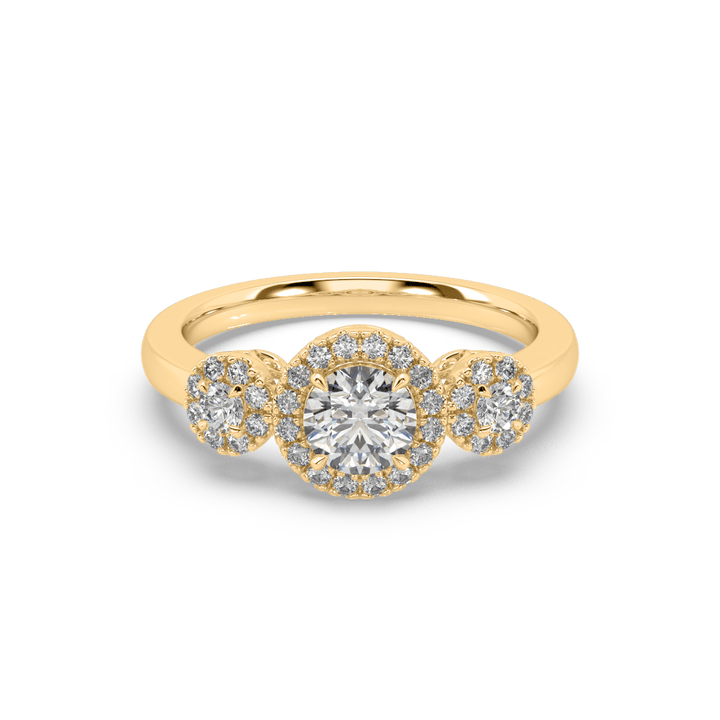 3 Stone Halo Lab Diamond Cocktail Ring