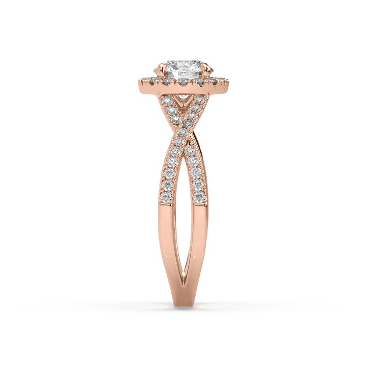 Criss Cross Halo 0.8 Carat Lab Diamond Solitaire Cocktail Ring