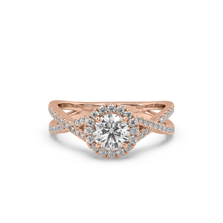 Criss Cross Halo 0.8 Carat Lab Diamond Solitaire Cocktail Ring