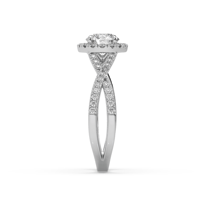 Criss Cross Halo 0.8 Carat Lab Diamond Solitaire Cocktail Ring