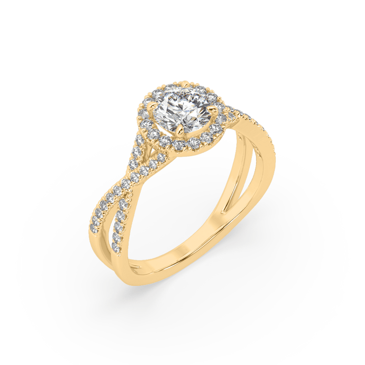 Criss Cross Halo 0.8 Carat Lab Diamond Solitaire Cocktail Ring