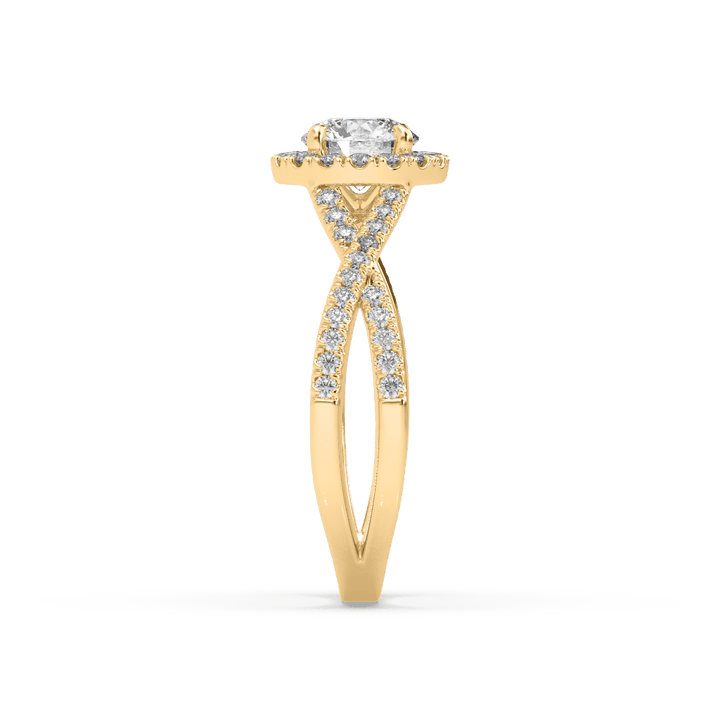 Criss Cross Halo 0.8 Carat Lab Diamond Solitaire Cocktail Ring