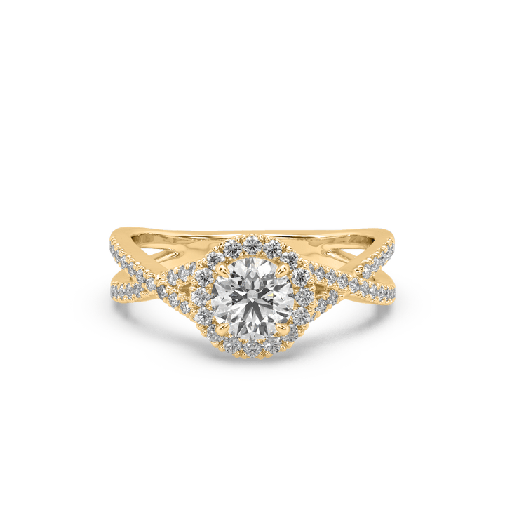 Criss Cross Halo 0.8 Carat Lab Diamond Solitaire Cocktail Ring