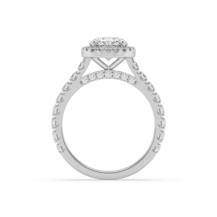 Lab Diamond Round Halo Pave' 0.65 Ct Solitaire Ring