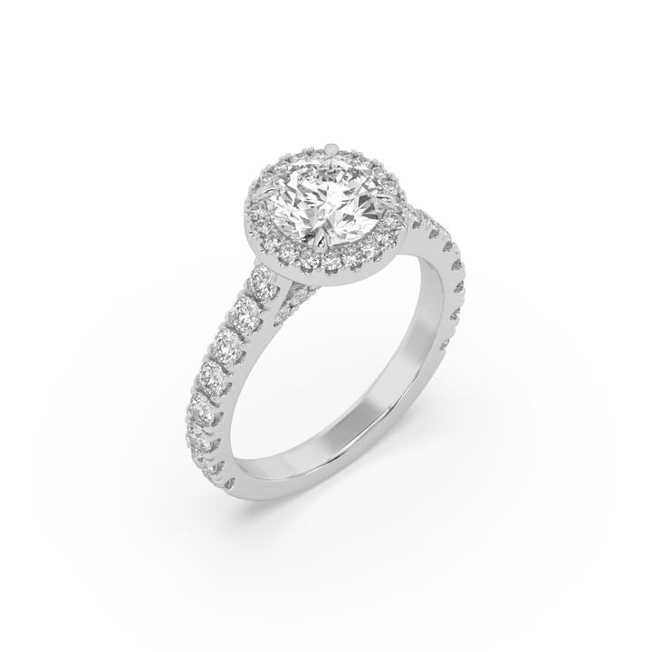 Lab Diamond Round Halo Pave' 0.65 Ct Solitaire Ring