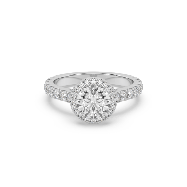 Lab Diamond Round Halo Pave' 0.65 Ct Solitaire Ring