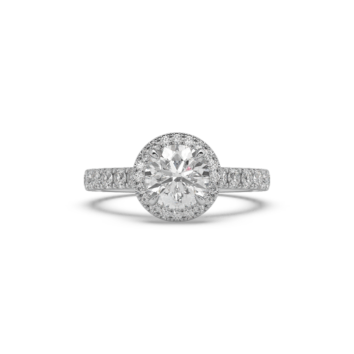 Lab Diamond Round Halo Pave' 0.65 Ct Solitaire Ring