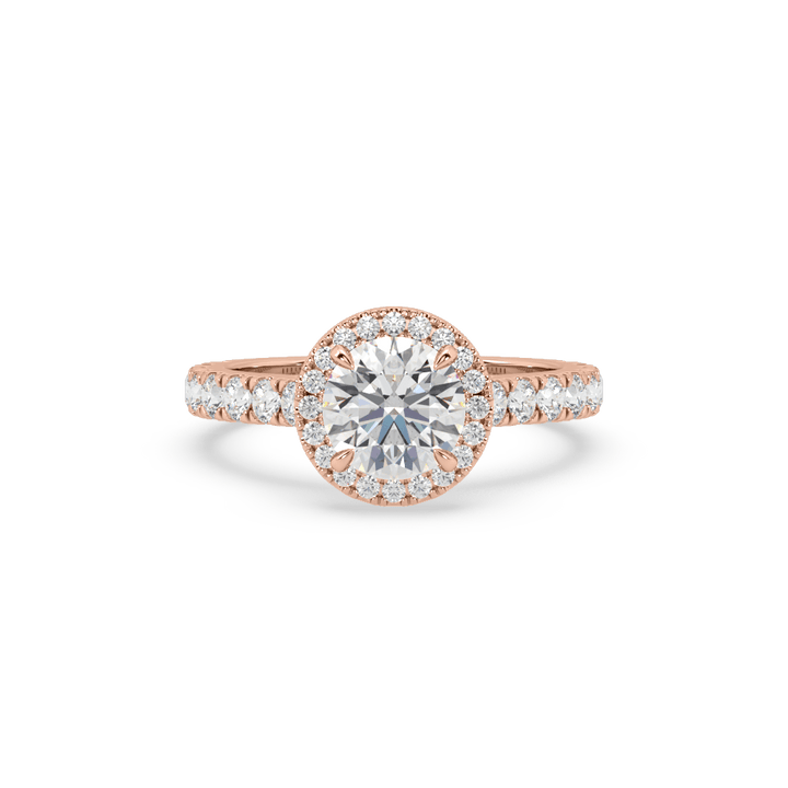 Lab Diamond Round Spire Halo 0.65 Ct Solitaire Engagement Ring