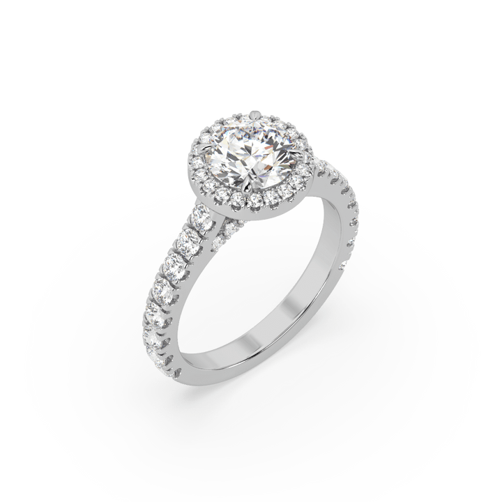 Lab Diamond Round Spire Halo 0.65 Ct Solitaire Engagement Ring