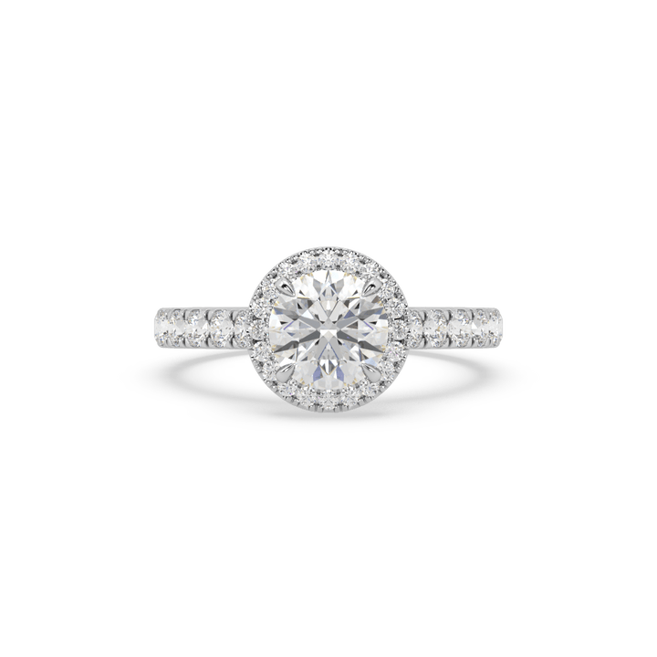 Lab Diamond Round Spire Halo 0.65 Ct Solitaire Engagement Ring