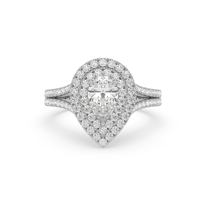 Dual Halo Pear Lab Diamond 1 Carat Solitaire Ring