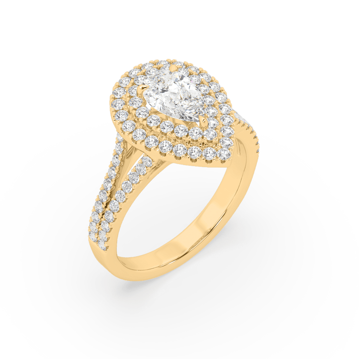 Dual Halo Pear Lab Diamond 1 Carat Solitaire Ring