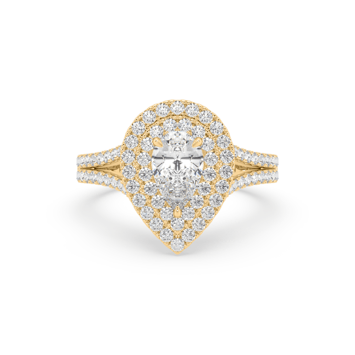 Dual Halo Pear Lab Diamond 1 Carat Solitaire Ring