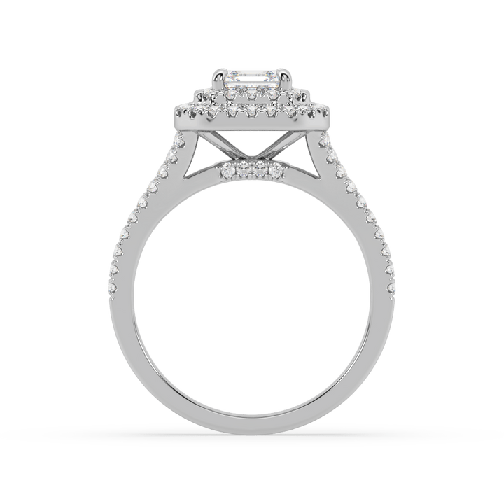 Dual Halo Emerald 0.9 Carat Lab diamond Solitaire Ring