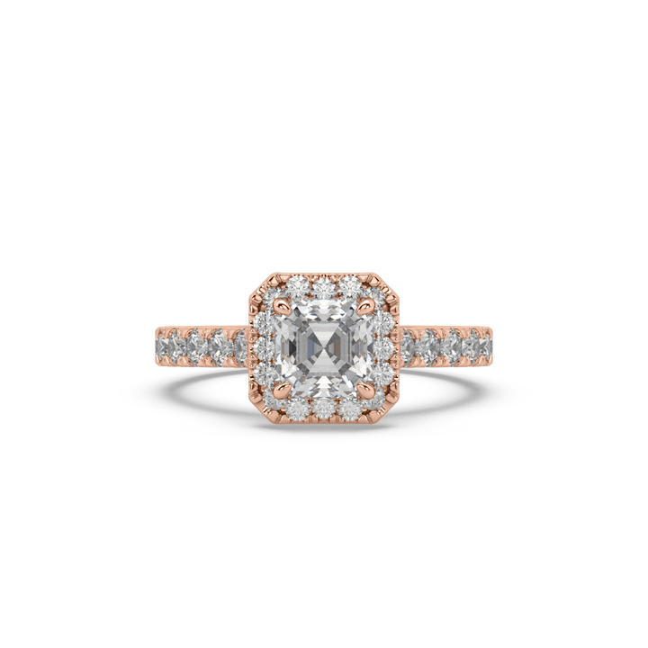 Lab Diamond Emerald Spire Halo Solitaire Engagement Ring