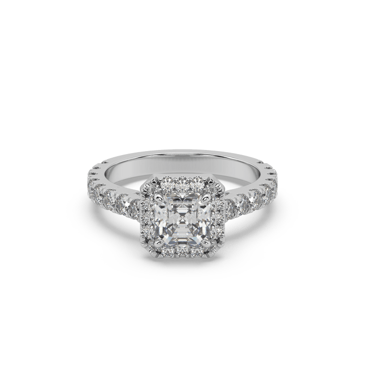 Lab Diamond Emerald Spire Halo Solitaire Engagement Ring