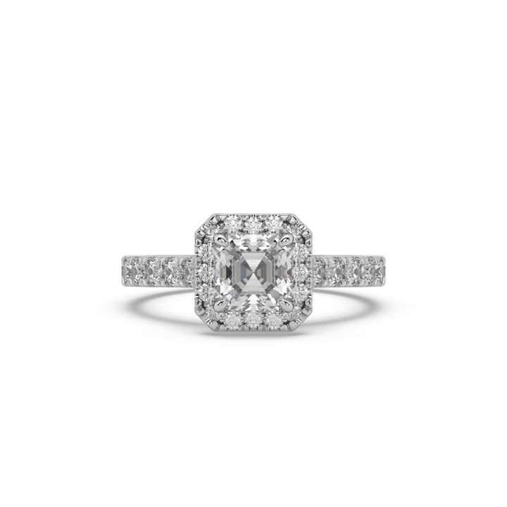 Lab Diamond Emerald Spire Halo Solitaire Engagement Ring