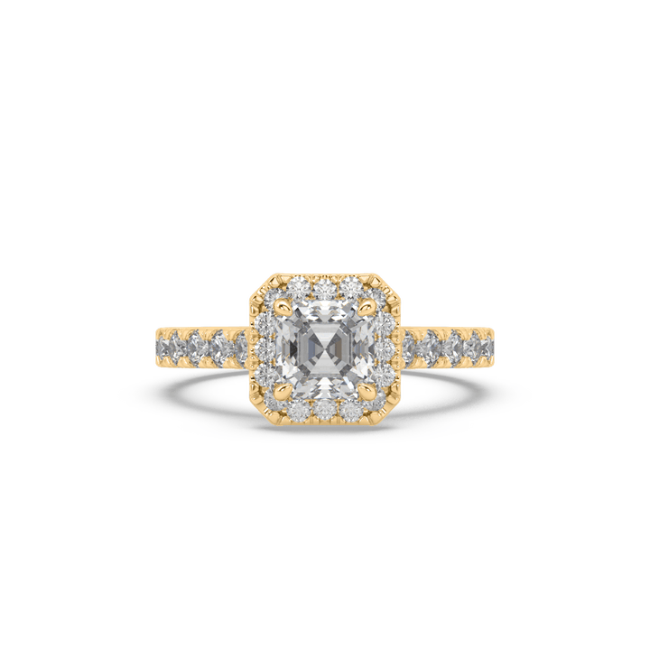 Lab Diamond Emerald Spire Halo Solitaire Engagement Ring