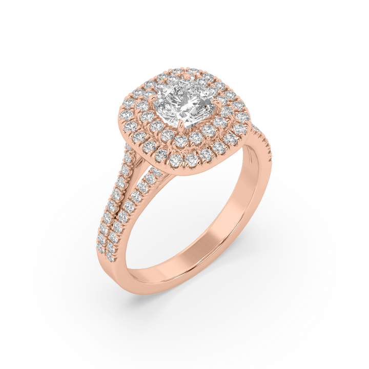 Lab Diamond Round Cushion Halo 0.6 Ct Solitaire Engagement Ring