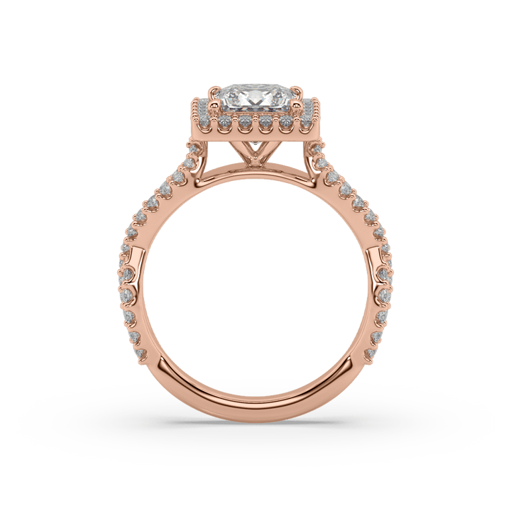 Lab Diamond Twisted Princess Halo Engagement Ring